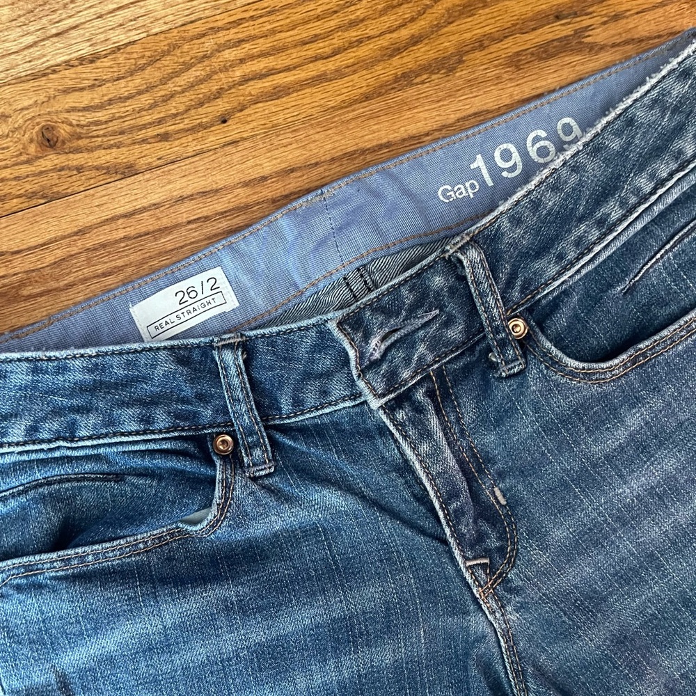 GAP Women's Classic Blue Skinny Jeans With Ankle Zip Size 26/2